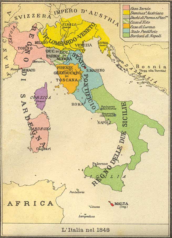 Cartina Politica Dell'italia Nel 1848