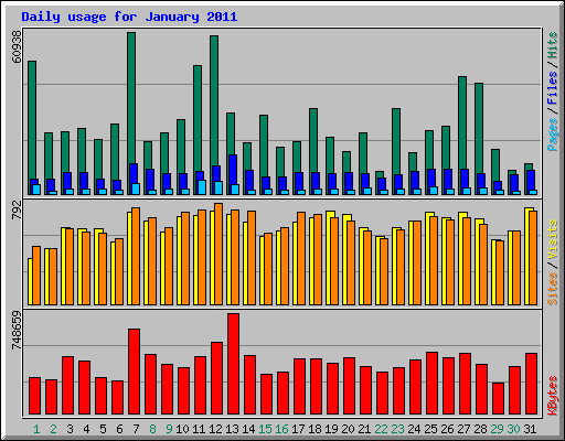 Daily usage for January 2011