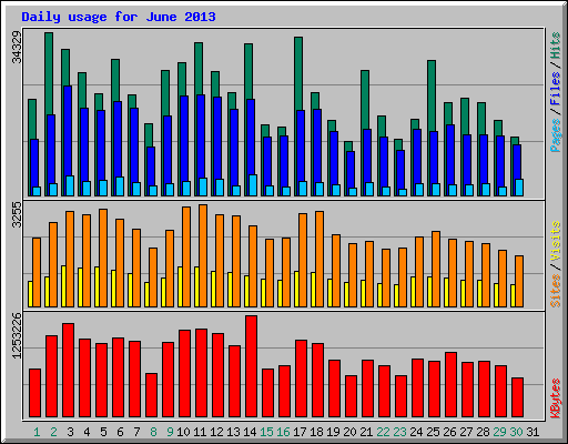Daily usage for June 2013