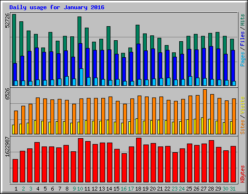 Daily usage for January 2016