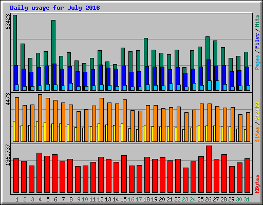 Daily usage for July 2016