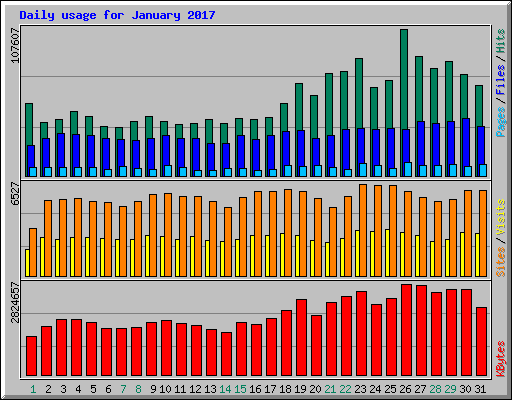 Daily usage for January 2017