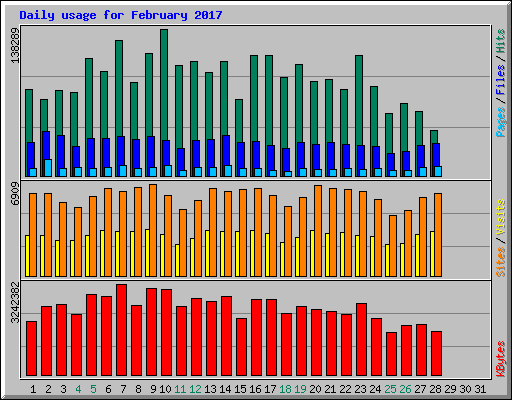 Daily usage for February 2017