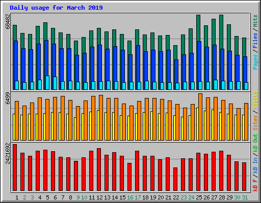 Daily usage for March 2019