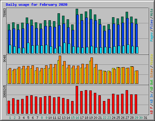 Daily usage for February 2020