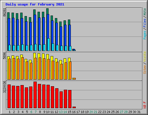 Daily usage for February 2021