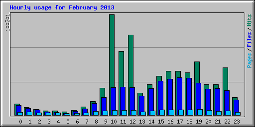 Hourly usage for February 2013