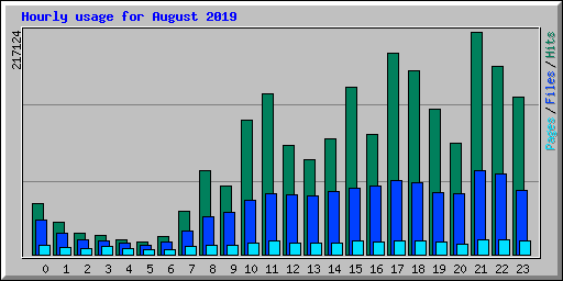 Hourly usage for August 2019